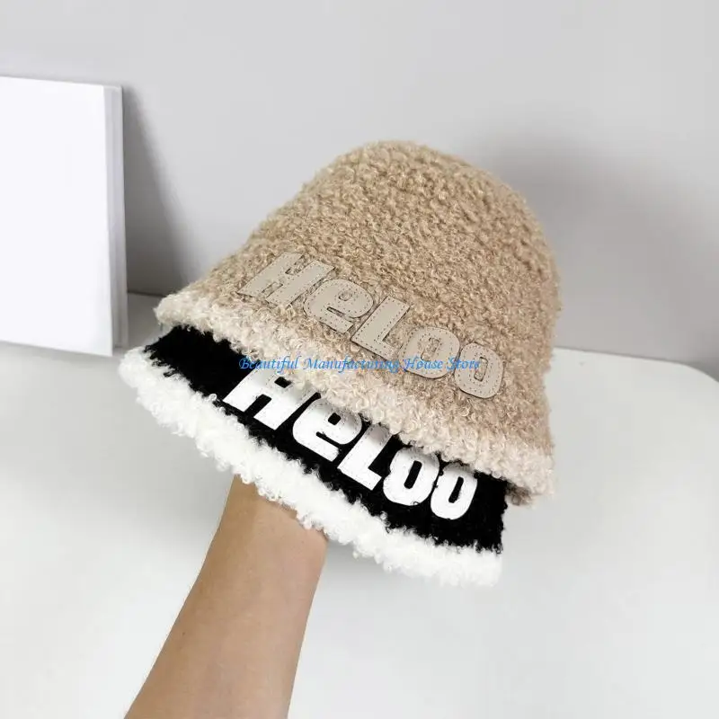 E56A Elegante sombrero cubo Y2K, sombrero transpirable, gorro lana Y2K, decoraciones navideñas