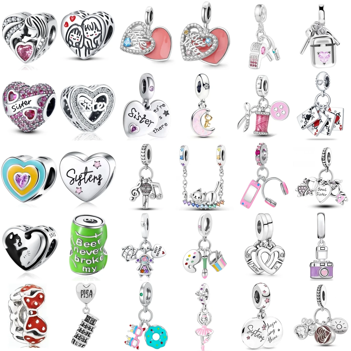 New 925 Silver Best Friend Camera Headphones Playing Cards Charms Beads Fit Original Bracelet Accessories For Women Gift