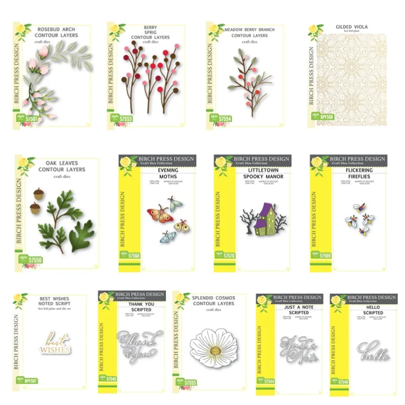 

Gilded Viola Splendid Cosmos Flowers Berry Branch Fireflies Spooky Moths Metal Cutting Dies Stamps Scrapbooking Make Photo DIY