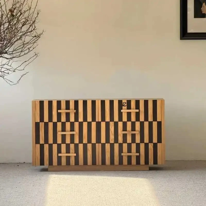 

Medieval retro living room against the wall, drawer decorative hallway cabinet creative solid wood locker designer home