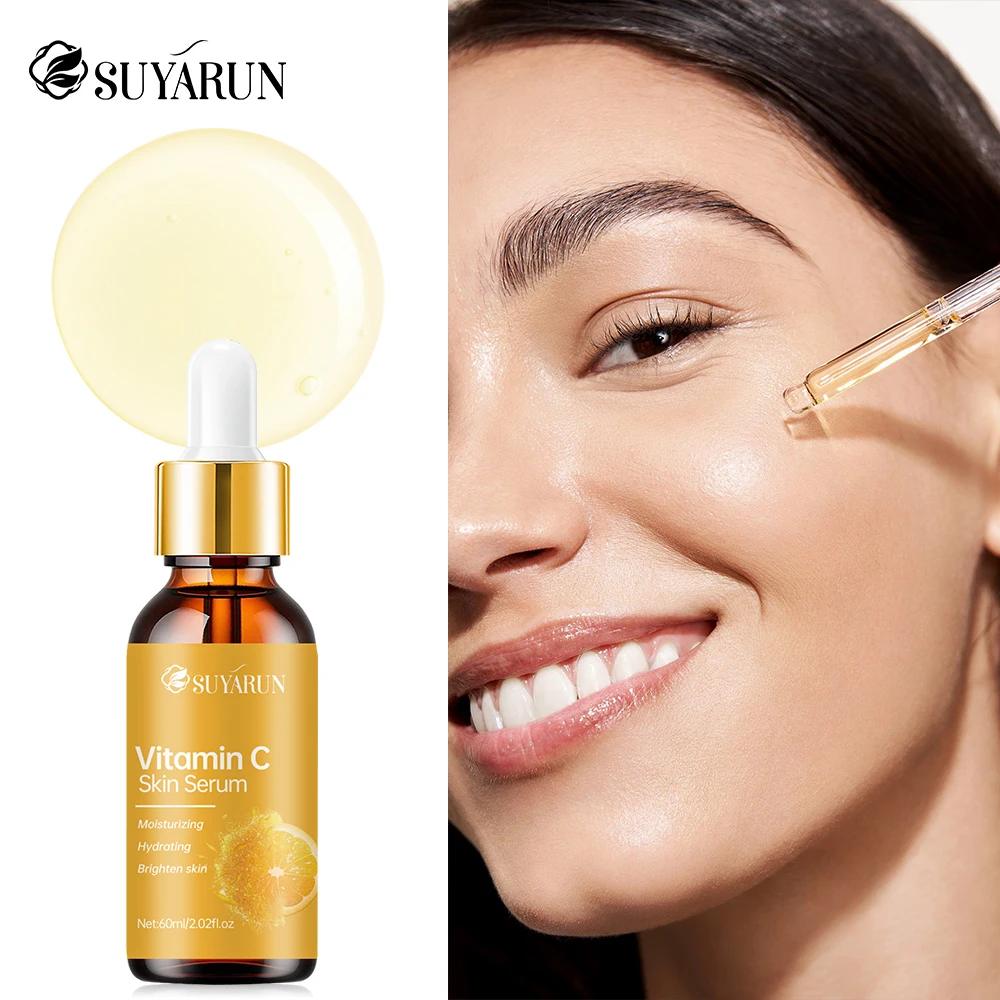 SUYARUN Vitamina C Essência Facial Ácido Hialurônico Essência Clareadora Hidrata a pele seca, reafirmante Essência da Pele Cuidados com a Pele Facial