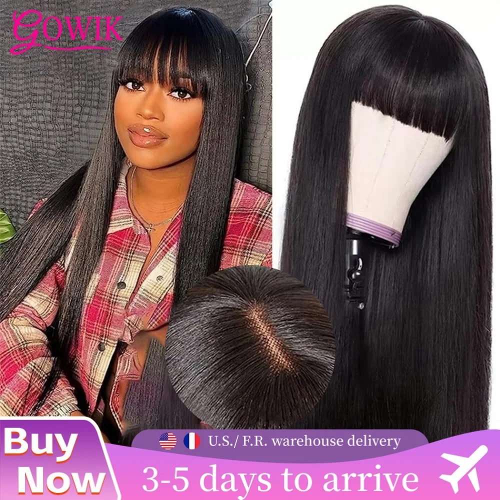 

Парик из натуральных волос 3x1 с челкой, бесклеевой парик из натуральных волос, плотность 200%, прямые волосы, легко устанавливается, повседневная одежда, человеческие парики для женщин