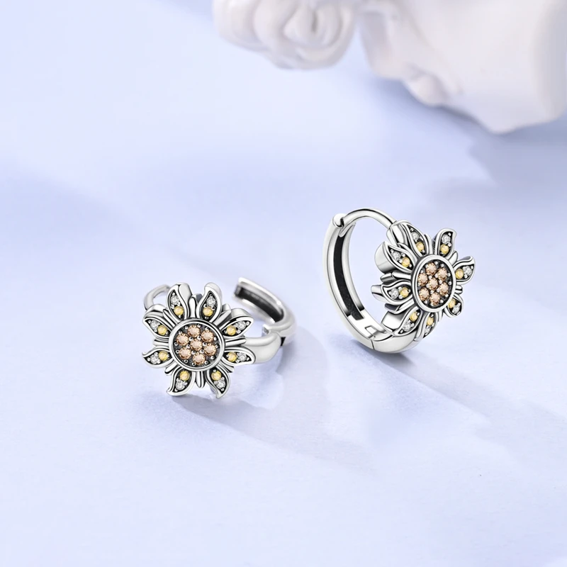 

New 925 Sterling Silver Shining Sun Women Earrings Brilliant Wedding Engagement Star Earrings Jewelry Gifts