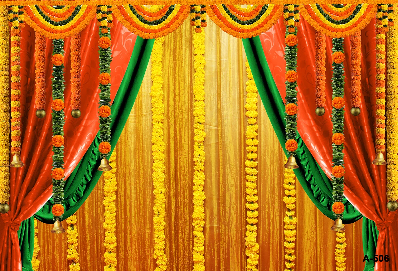 Happy Diwali Backdrop Indian Traditional Wedding Backdrop Orange Flower Marigold Marriage Traditional Festival Photo Background