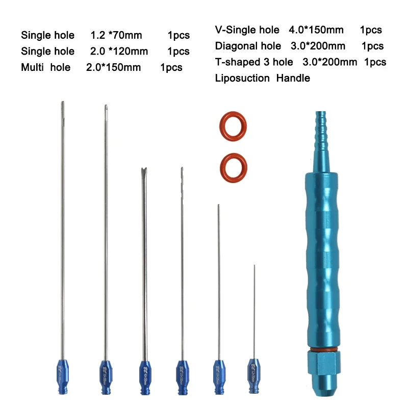 1set Autoclavable Liposuction Micro Cannulas Needle Set with Titanium Allloy Handle Luer Lock Liposuction Tools