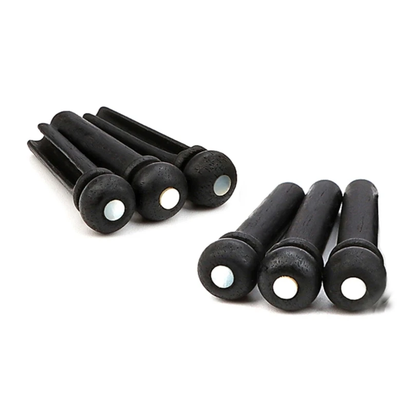 Pack of 6 Guitar Bridge Pins Replacement Guitar End Pin Set Ebony Acoustic Guitar Bridge Pins Pegs for Acoustic Guitars