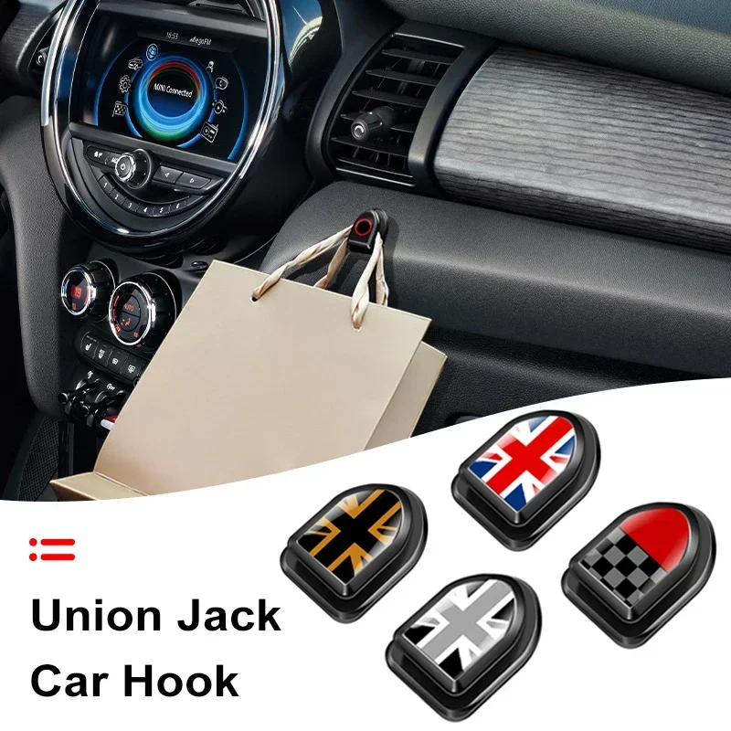 4Pcs Union Jack Car Multifunctional Hooks Dashboard Self Adhesive For MINI Cooper R56 R60 F54 F55 F56 F60 Countryman Clubman
