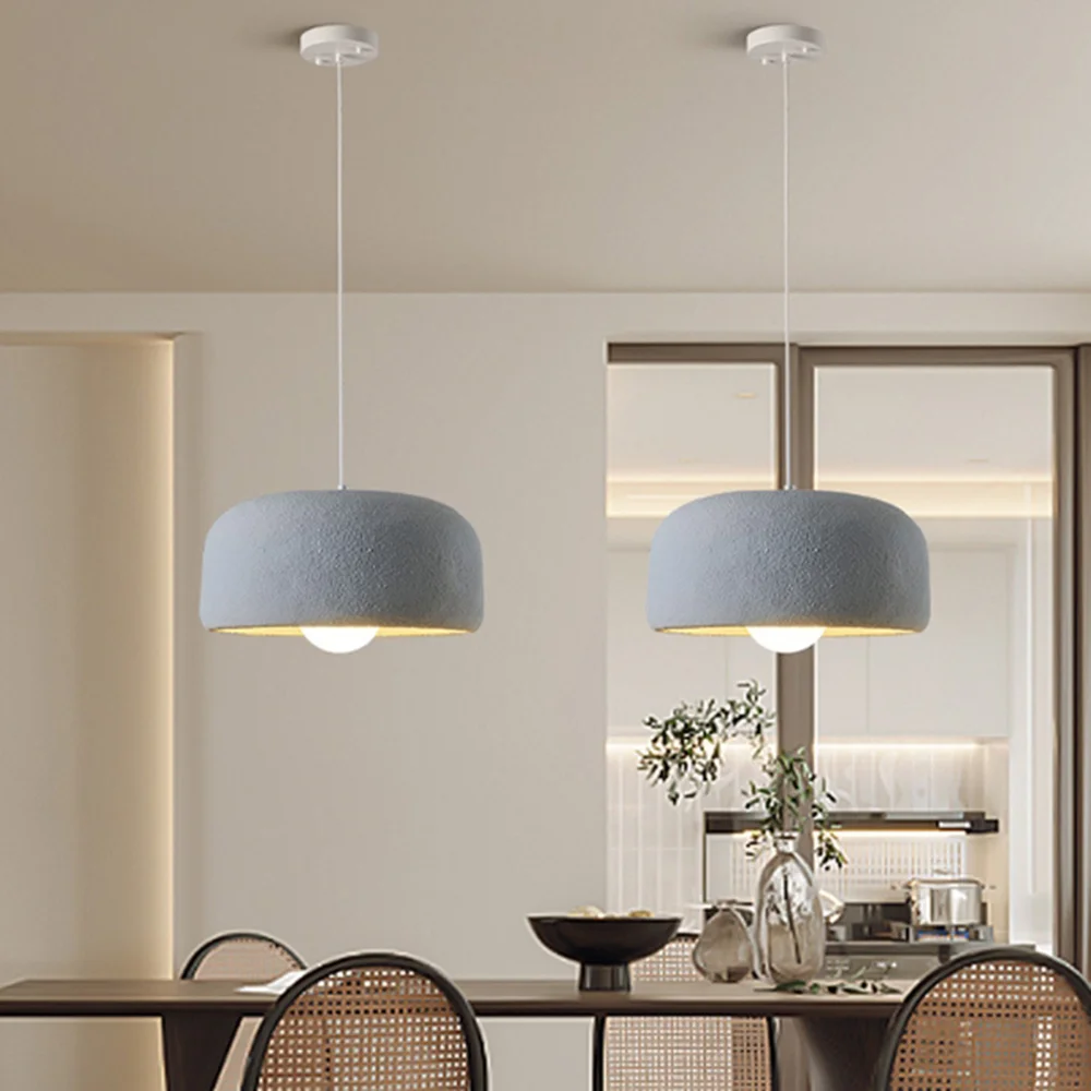 

Large wooden/white lid indoor chandelier, Nordic modern creative resin chandelier in French restaurant (excluding light bulb).