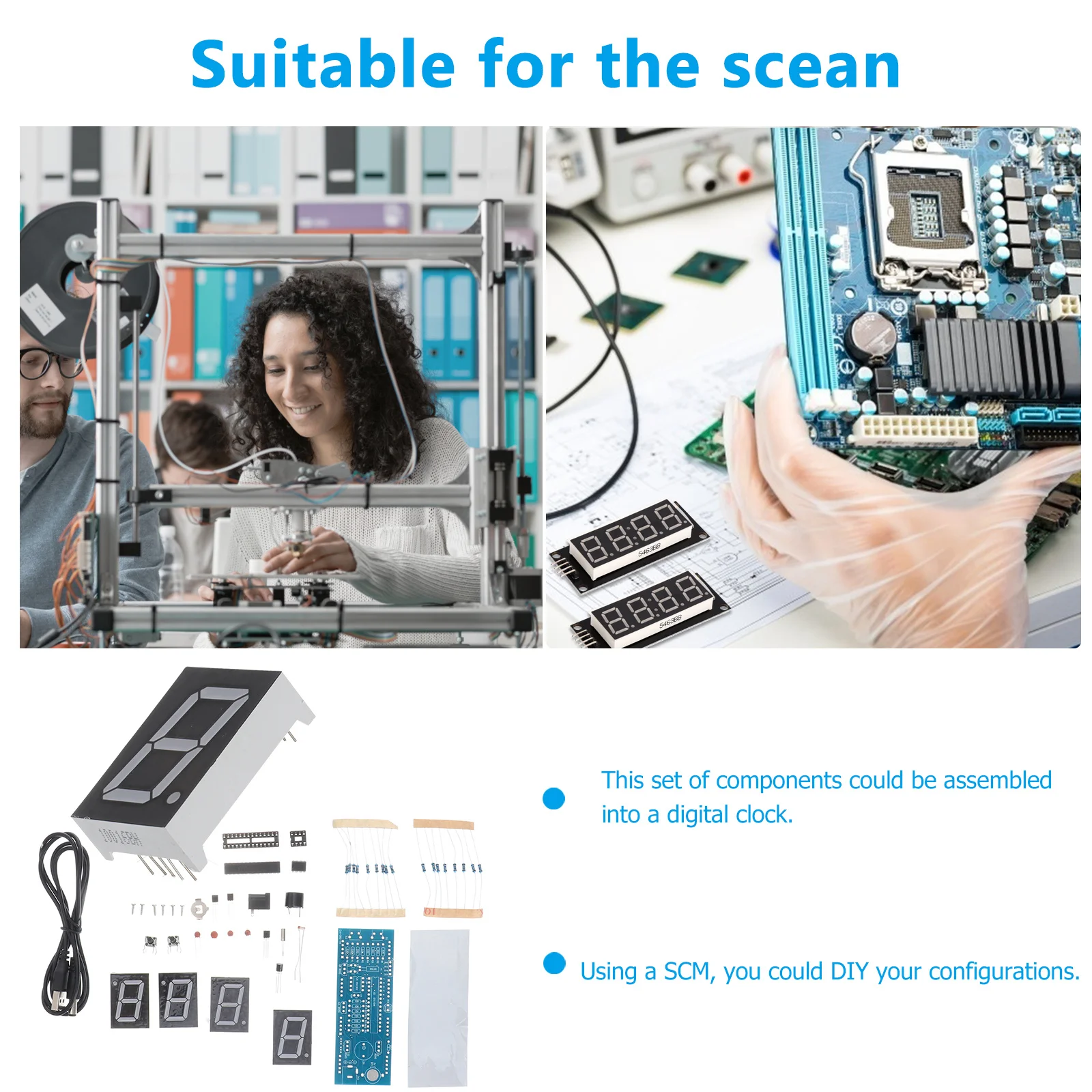 

1 Set Diy Digital Led Electronic Clock Kit Light Control Led Display Scm Clock For Crafting Educational Stem Project