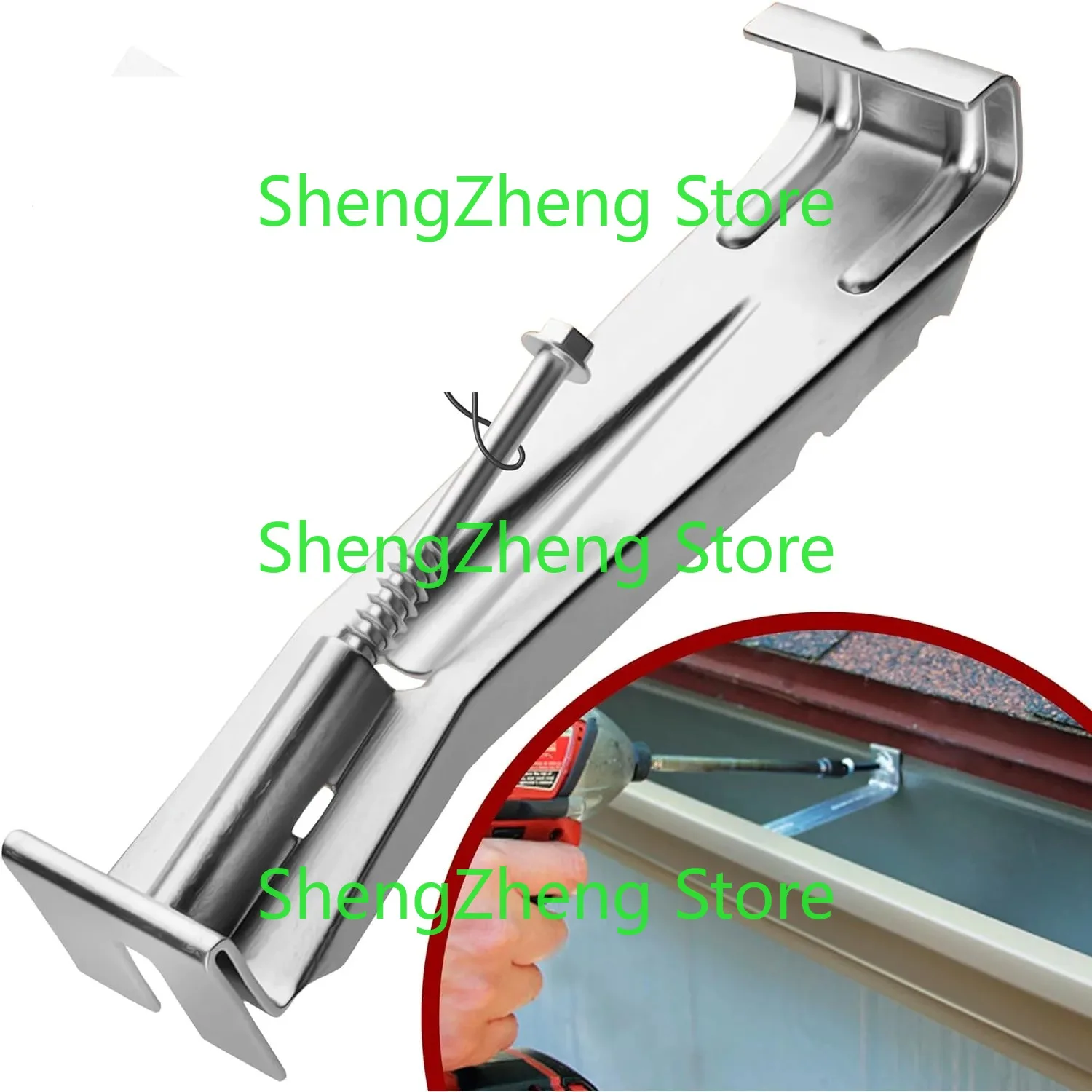 10Pcs 5 Inch Gutter Hangers, Light Hangers for Gutters with Pre-Assembled Screw