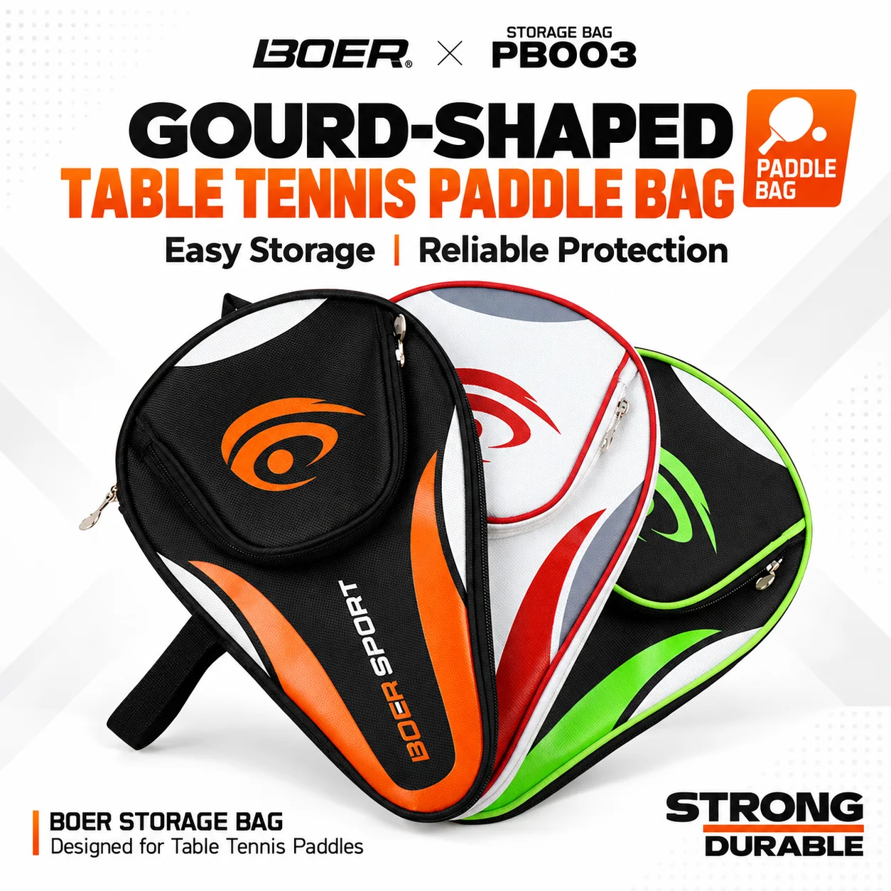 Boer Table Tennis Racket Set Bag, Gourd-Shaped Racket Set Sports Bag, Table Tennis Racket Bag with Racket Cover