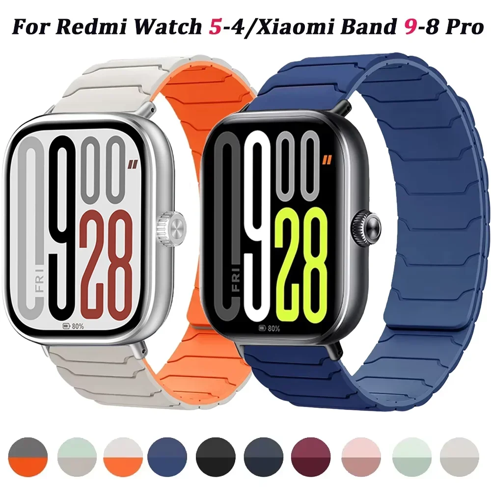 Weiches Silikonarmband für die Redmi Watch 5/4, magnetisches Armband, bequemes Sportarmband für die Xiaomi MiBand 9 Pro/8 Pro, Handgelenksband.