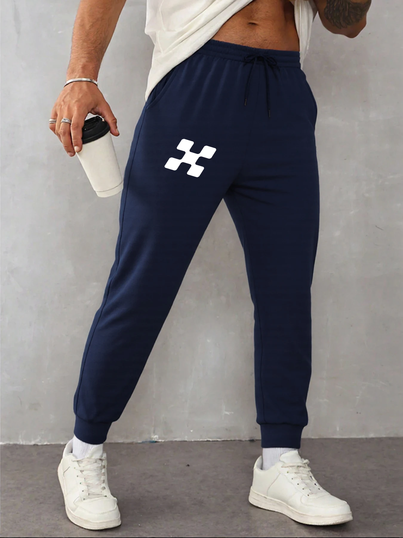 

Letter X Mosaic Simple Prints Men Sweatpants Street Soft Pant Pocket Multicolor Sweatpant Autumn Fleece Y2K Jogging Pants