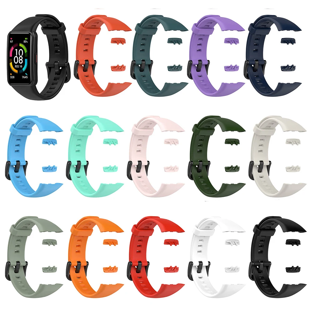 حزام سيليكون لهاتف هواوي باند 6/6 برو/شرف باند 7 6 سوار معصم كوريا + حافظة شفافة من مادة البولي يوريثان