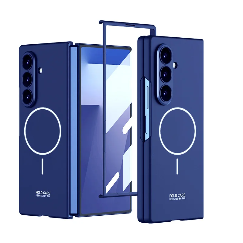 

Чехол для телефона Magsafe для Samsung Galaxy Z Fold 7 ZFold7 5G, магнитное беспроводное зарядное устройство с защитным стеклом экрана, противоударный чехол