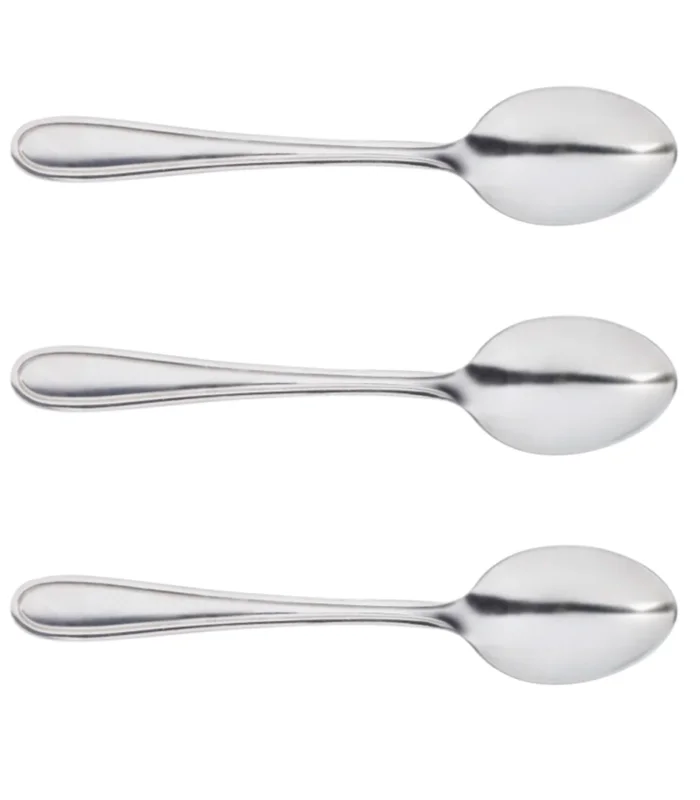 Tradineur Set of 3 Stainless Steel Spoons, Classic Table Spoons for Soups, broths, Potages, 19,5 cm