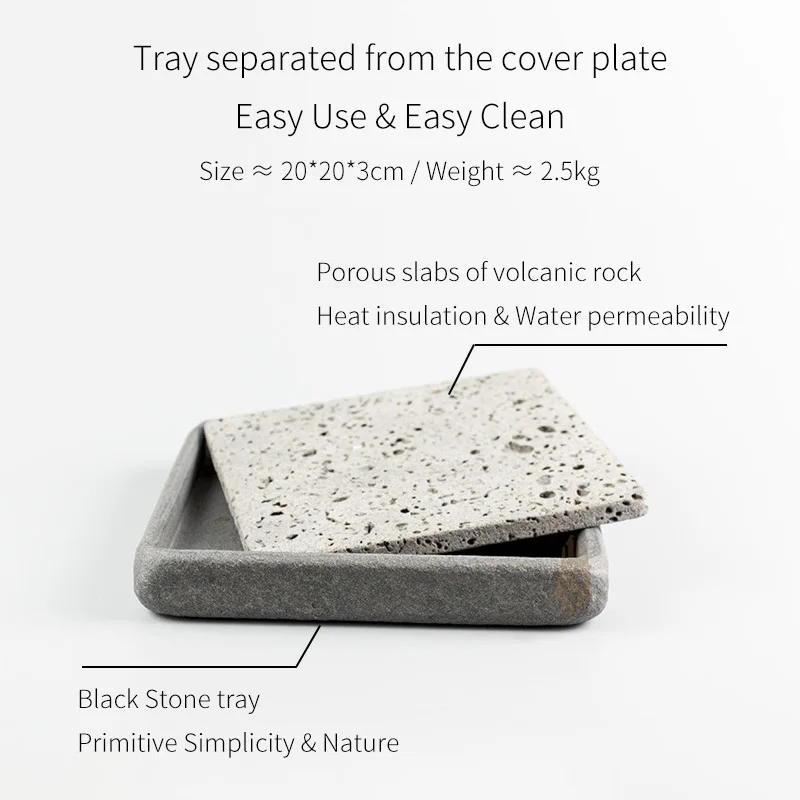 Tea Tray Teaware Home Decoration Tea Set Plate Separable Natural Stone Volcanic Rock Table Accessories Office Desk Decor Handmad