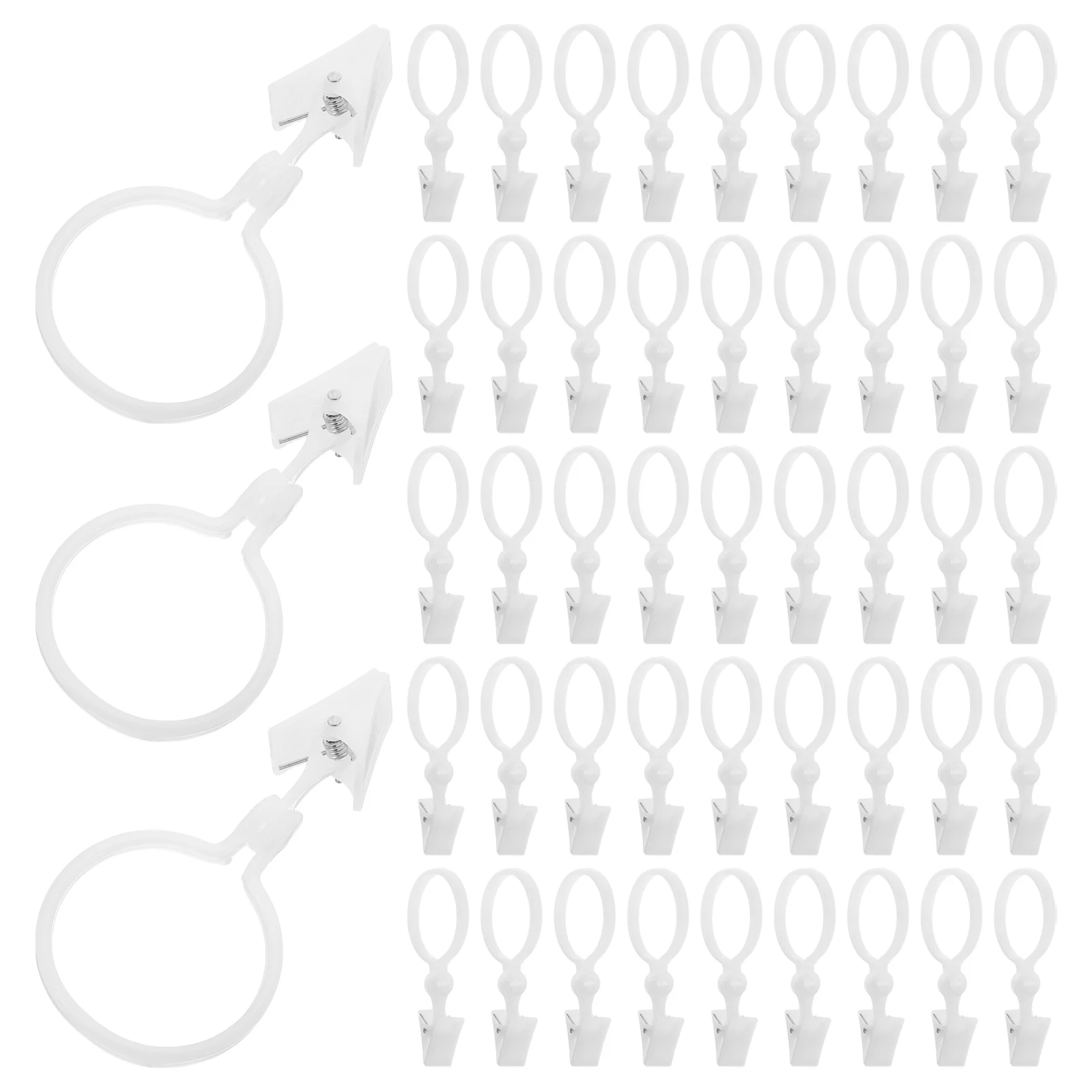 

100 Pcs Curtain Ring Drapery Rings with Hooks Clip for Curtains Clips Rod Hangers Shower White Resin Drapes Window