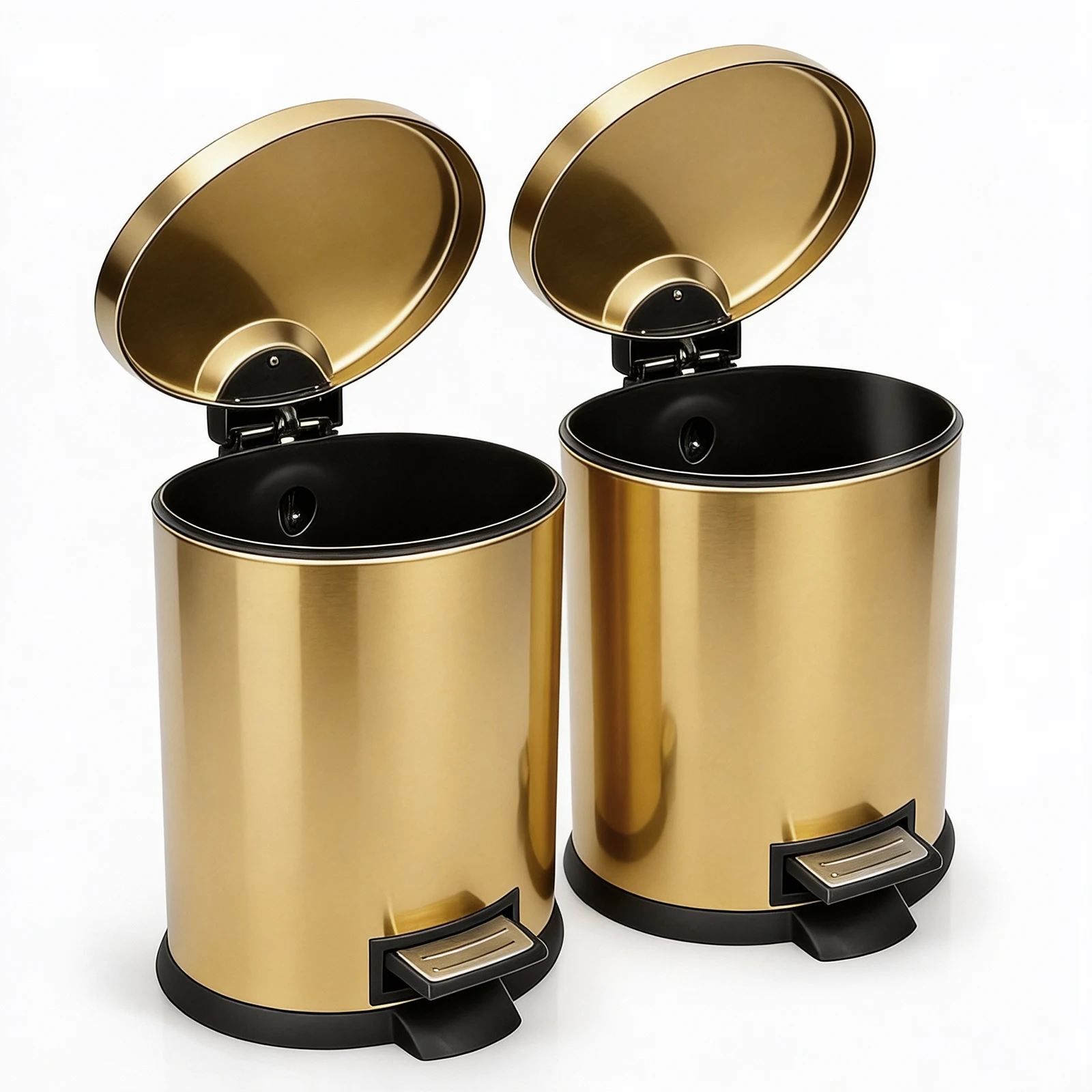 

HANSMART 5L Round Gold Stainless Trash Can With Non Skid Base For Kitchen Bathroom And Dining Room high-capacity
