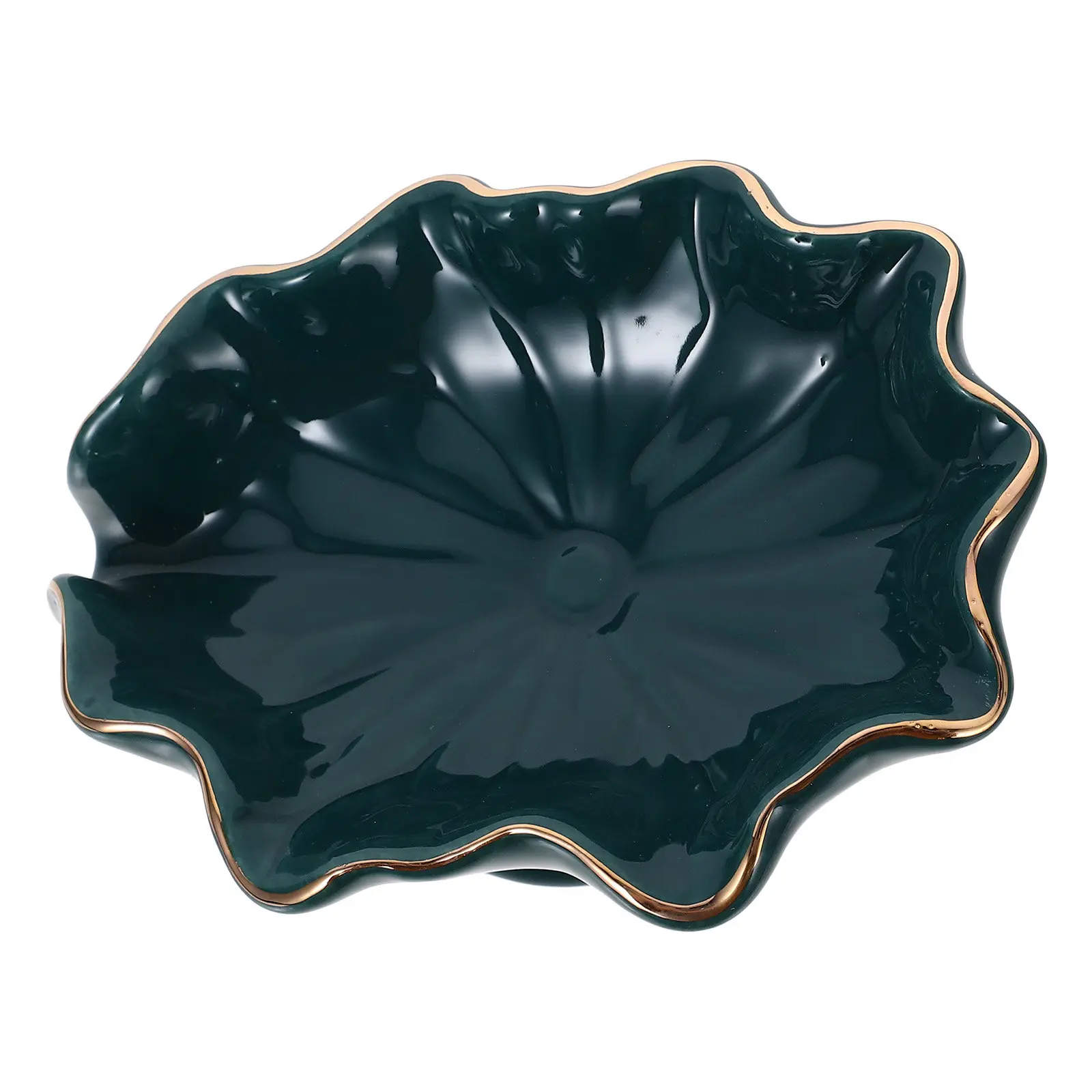 Ceramic Soap Dish Lotus Leaf Motif Self Draining Soap Holder for Bathroom Kitchen Bar Shower Decorative Countertop Drainable