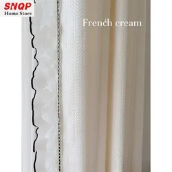 Custom Size French Romantic Jacquard Chenille White Tulle Thicken Luxury sheer Curtains for Living Room Bedroom Dining Blackout