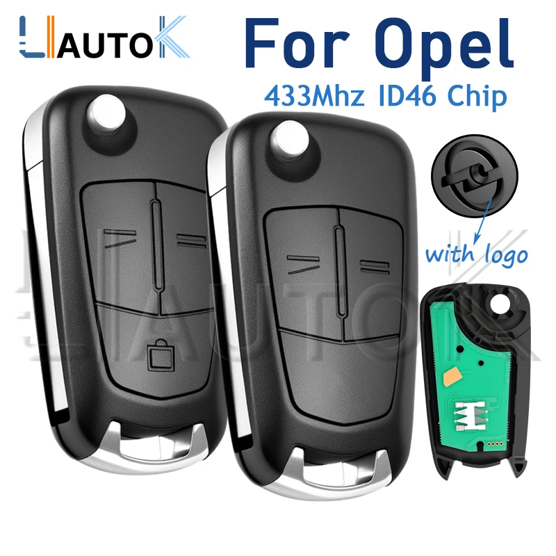 

Flip Remote Key ID46 Chip For Opel Zafira B Signum Astra H Vauxhall Vectra C Corsa D With Logo 2/3 Buttons Car Keys Fob 433Mhz