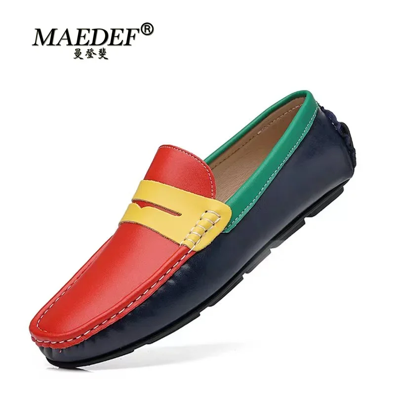 Genuine Leather Men Casual Shoes Luxury Brand 2022 Loafers Moccasins Men Breathable Slip on Mixed Colors Driving Loafers Size 48