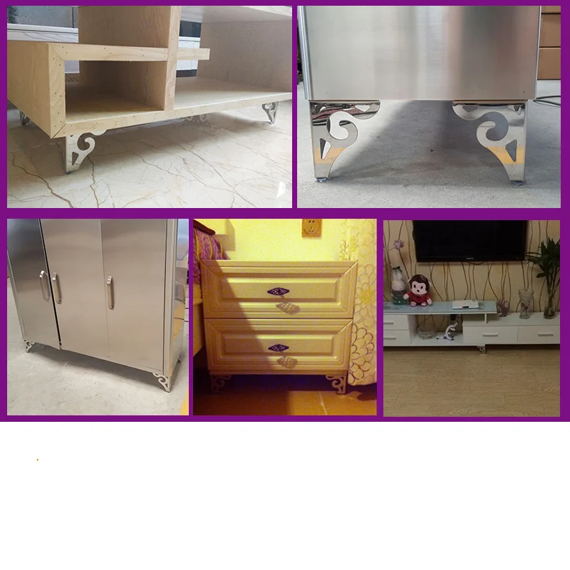 1pcs Hollow Carving Metal Furniture Legs with Rubber Feet Pad Cabinet Table Legs Hardware Sofa Furniture Foot Level