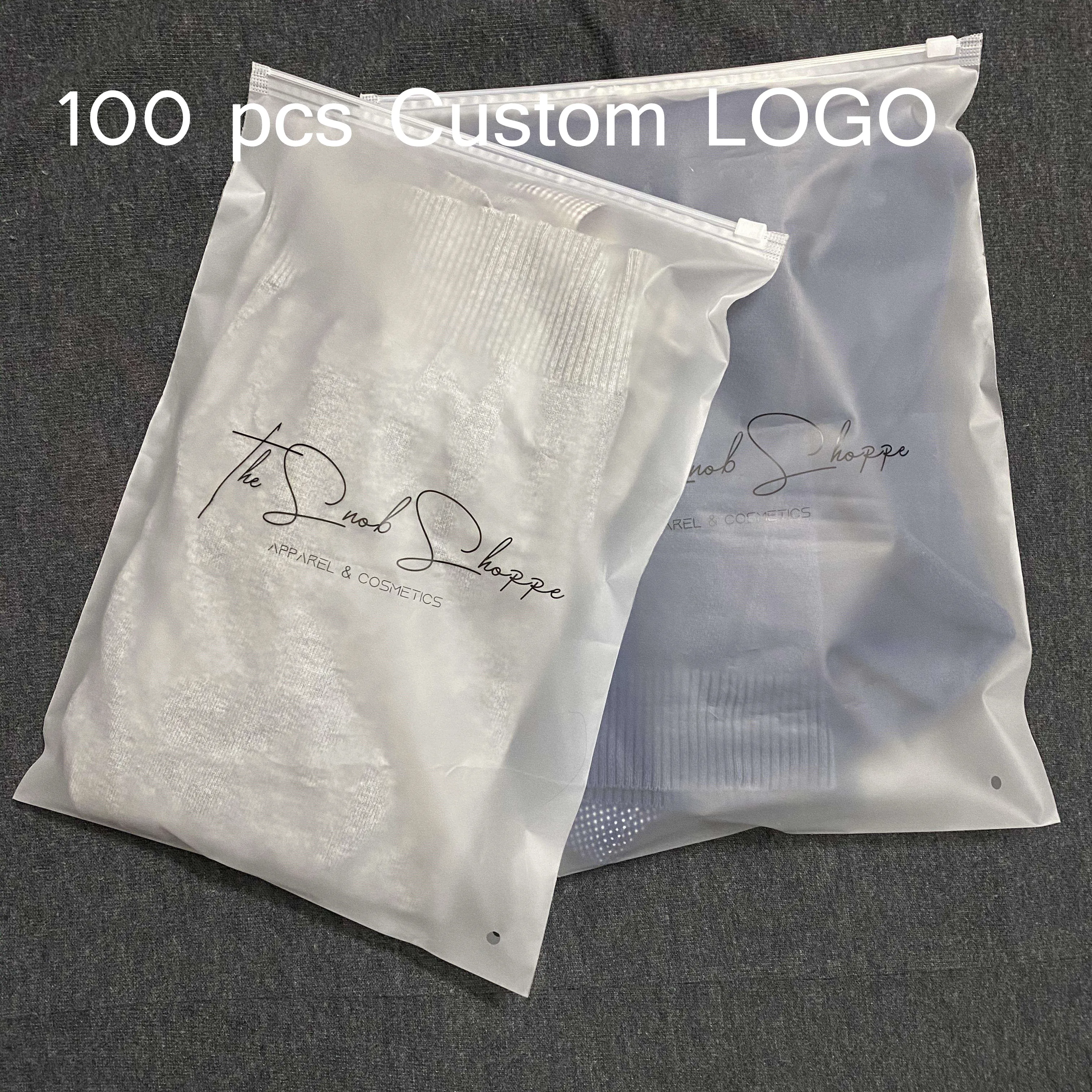 Custom print logo bags Biodegradable Frosted ziplock zipper bags plastic packing bag for clothing