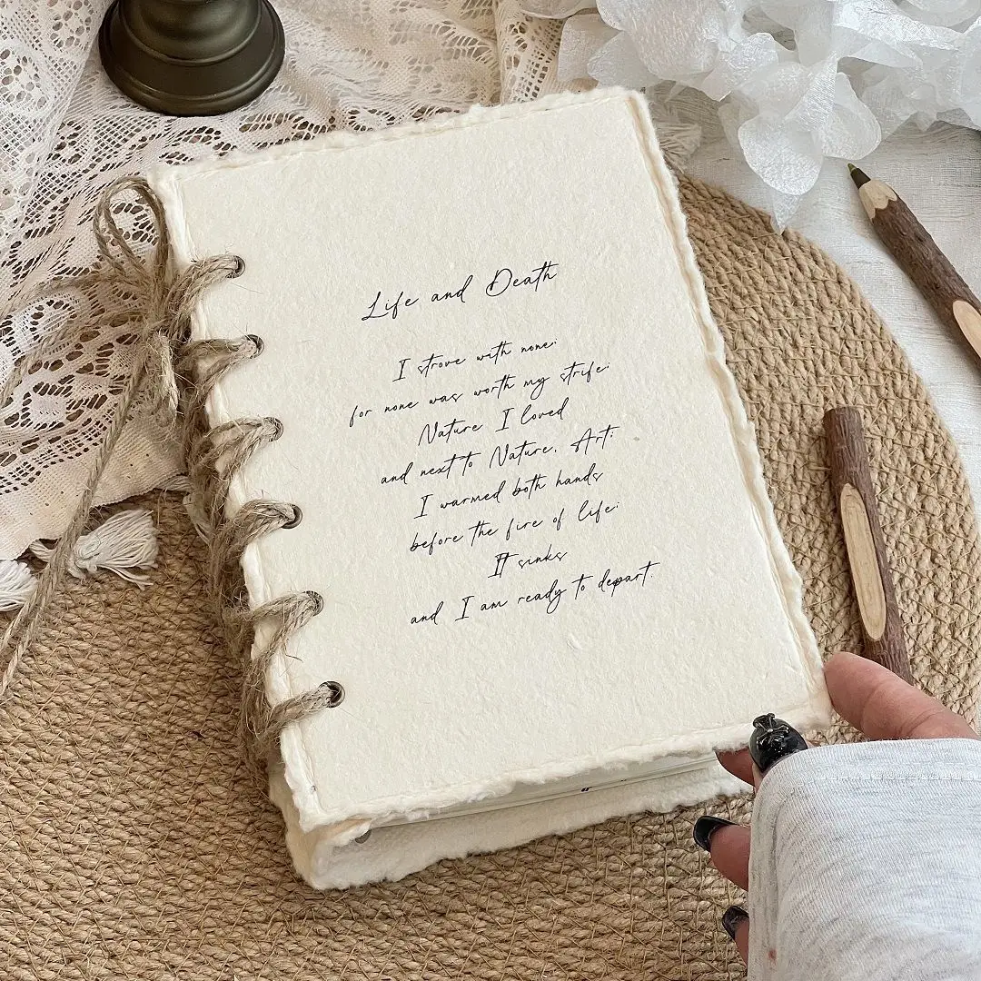 Vintage Hemp Rope White Cover Loose-leaf Notebook Diary DIY Journal Material Handmade Writing Retro Artistic Loose‑Leaf Shell