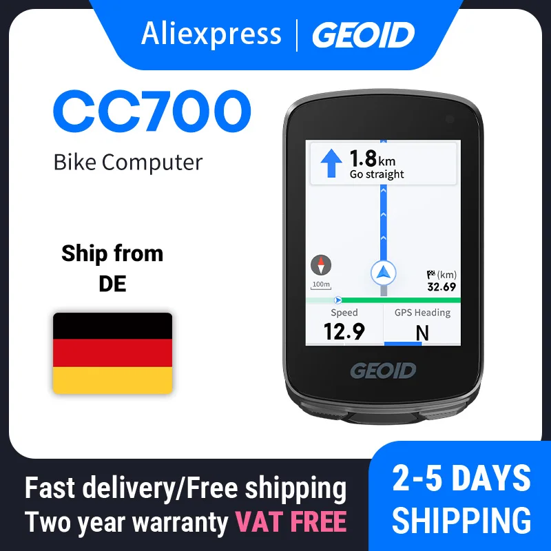 GEOID GPS Fahrradcomputer CC700 2,8-Zoll-Farbdisplay Fahrrad-Tachometer Routennavigation WIFI Wasserdichter Fahrrad-Kilometerzähler