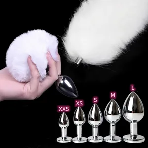 Juguetes de enchufe anue exóticos con tapón de metal de cola de zorro separable para pareja de juegos anales anal de conejo accesorios especiales 8 Mejores enchufe de cola de conejito de ventas - №3