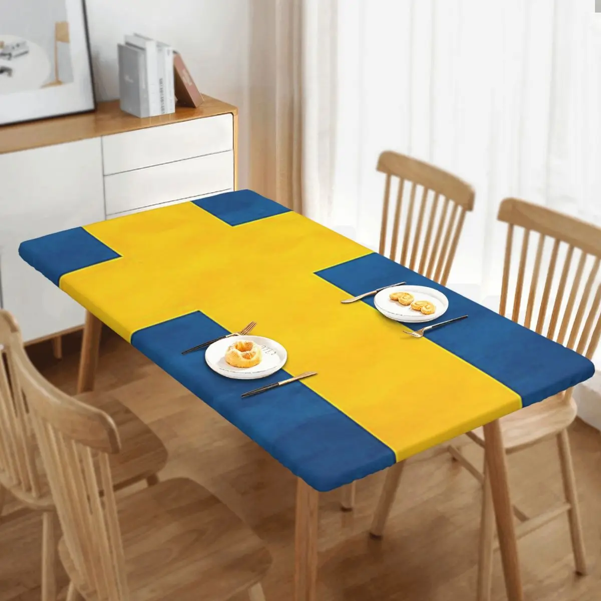 Sweden Swedish Flag Custom Rectangular Tablecloth Waterproof Table Cover for Festival Party Decorations Table Cloth