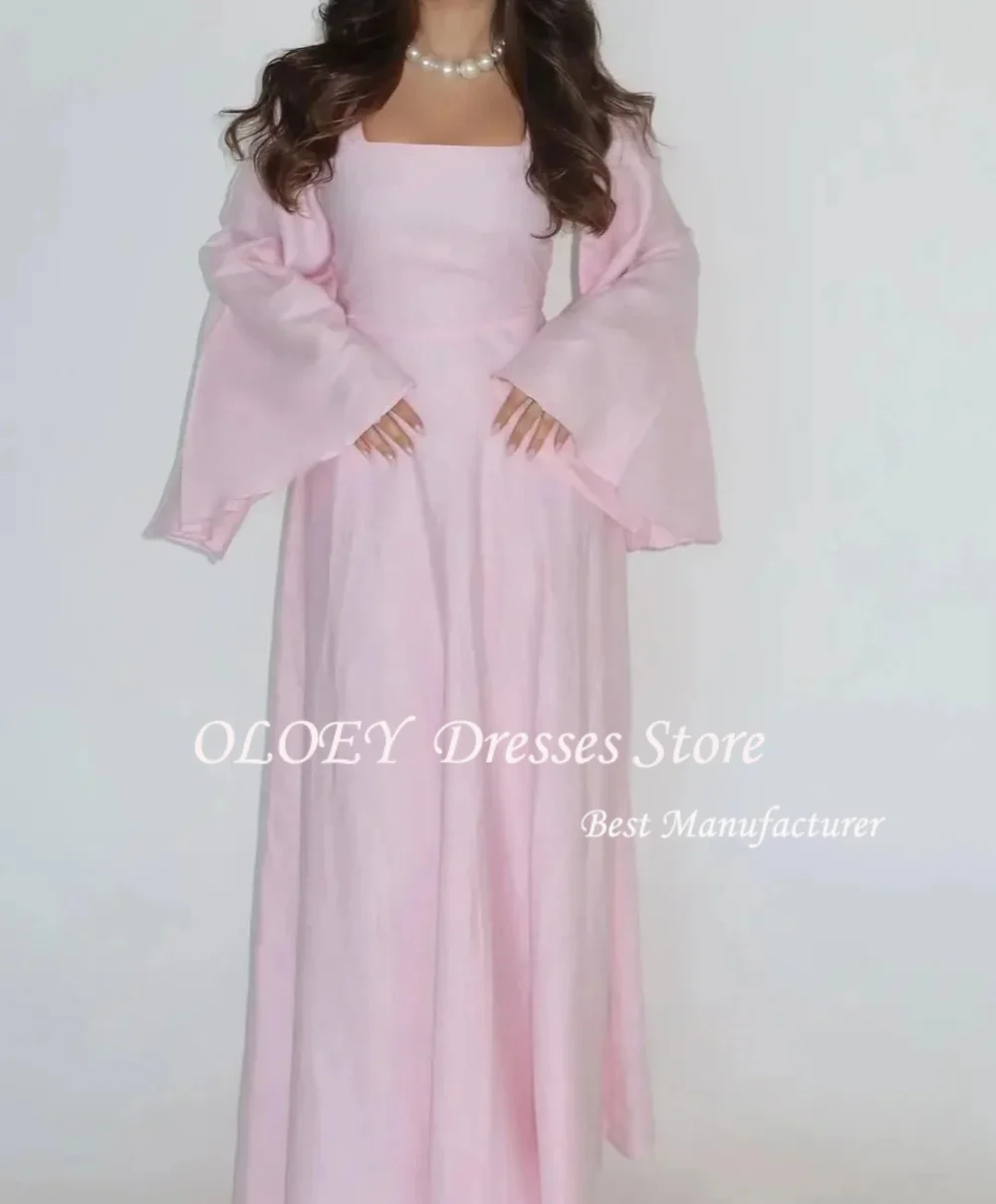 OLOEY Customized Graceful Square Collar Evening Dress Temperament Long Sleeves A-Line Prom Dress ClassicEvening Gown 2025