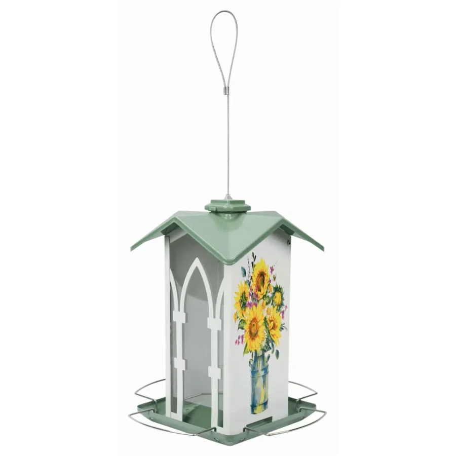 Nature's Way Country Cottage Metal Gazebo Bird Feeder 1.56 Qt Green - Ideal for Outdoor Garden Decor and Bird Watching Durable