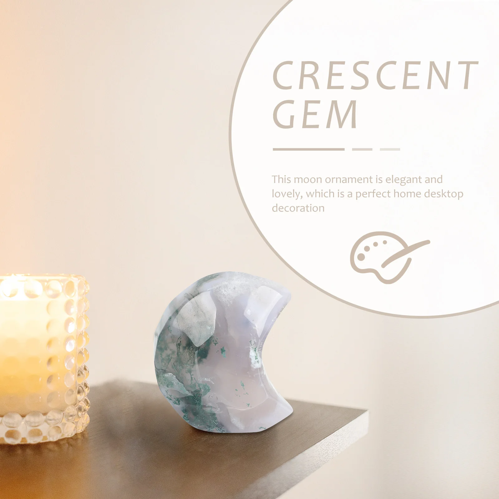 

Agate Moon Decor Statue Phase Wall Desktop Figurine Decoration Decorations Crafts Lovely