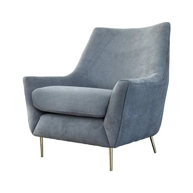 Nordic velvet sofa chair furniture stainless steel leisure single sofa club reception and negotiation