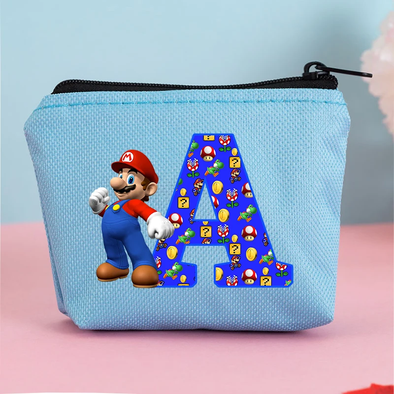 Super Mario Square Coin Purse Game Themed Letter Printed Wallet Boys Cartoon Portable Large Capacity Storage Bags Birthday Gifts