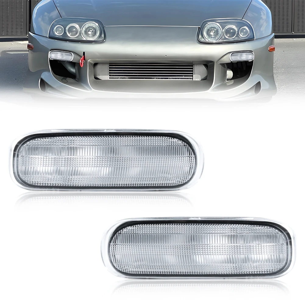 

2Pcs Front Bumper Daytime Running Light Turn Signal Light Parking Light Cover For 1997 1998 Toyota Supra Mk.4 No Bulb/Socket ﻿