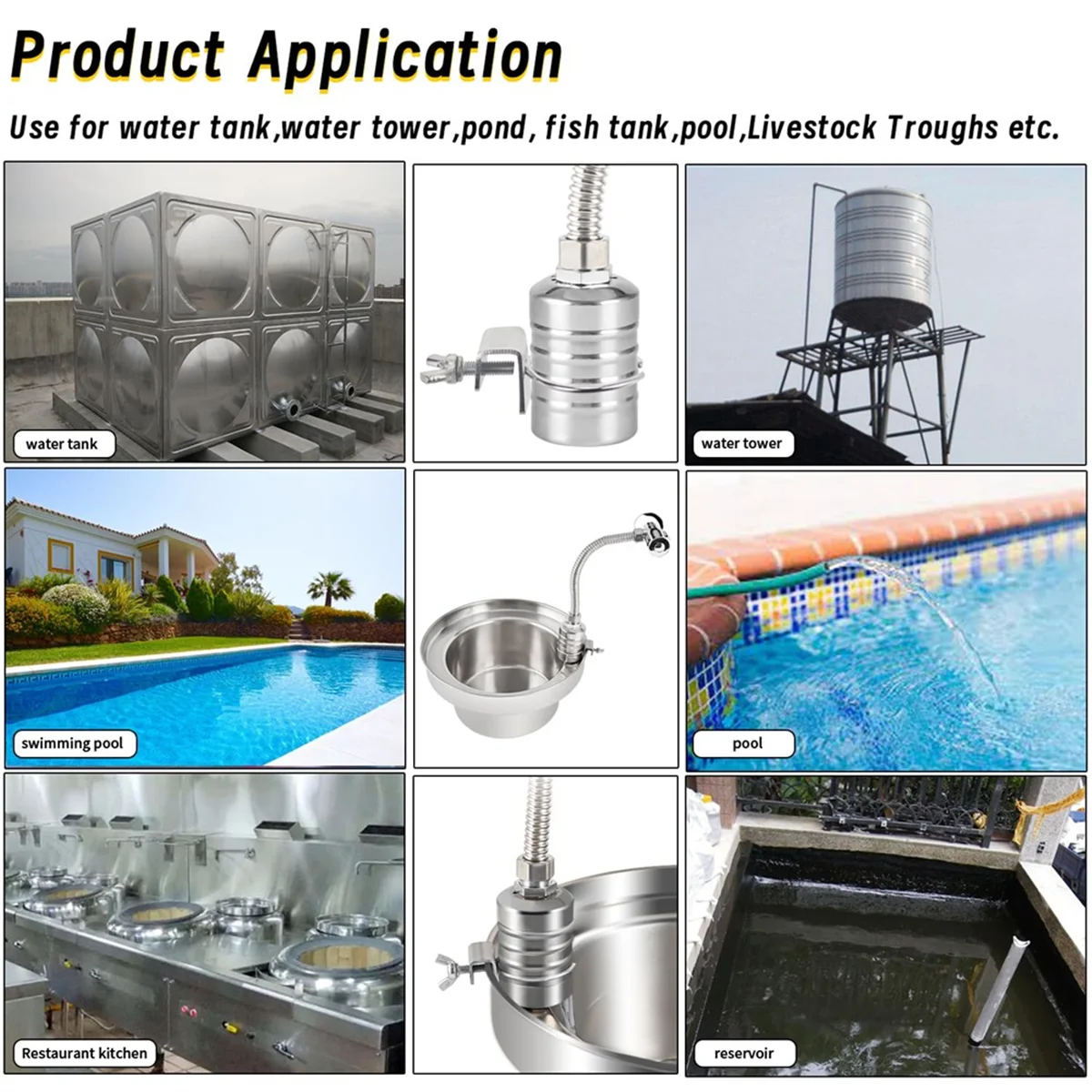 Válvula de flotador de agua de 1/2 pulgadas a 3/4 pulgadas, válvula de flotador de acero inoxidable, válvula de flotador con controlador de nivel de agua completamente automática