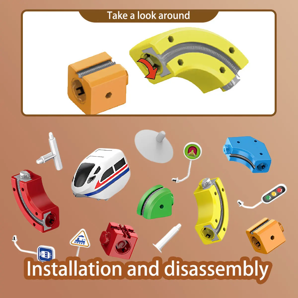 Magiczny zestaw klocków do samodzielnego montażu z koleją szybką, pojazdami do zabawy, prezent edukacyjny STEM dla dzieci