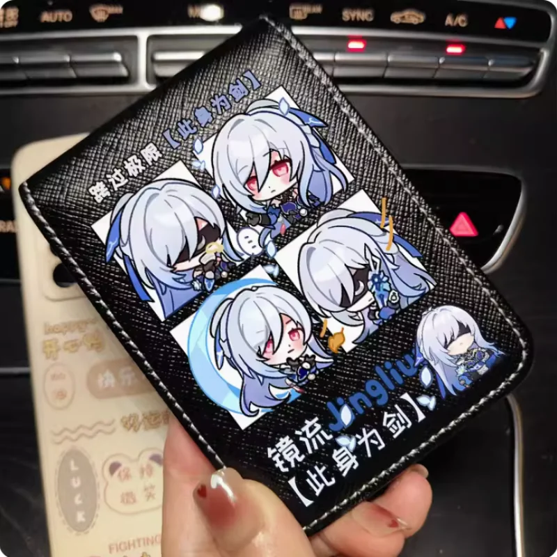 Anime Honkai: Star Rail Jingliu Wallet Fold Bag Multi Card  Coin Pocket Photoes Holder Fashion Kids Wallets Gift