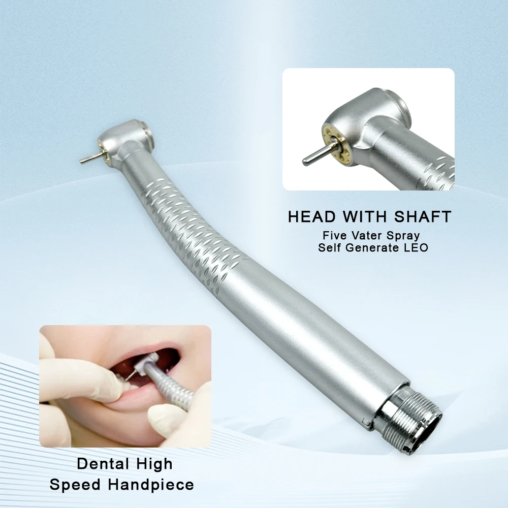 Dental LED High Speed Handpiece Push Button 5 Water Spray E-generator Air Turbine 2/4 Holes Standard Head Dentist Instrument