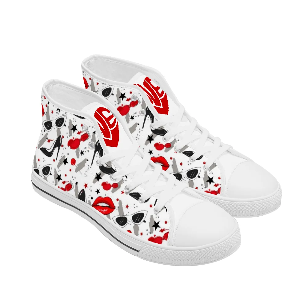 

Туфли на заказ, классические высокие парусиновые туфли с принтами ко Дню святого Валентина, модная повседневная обувь.