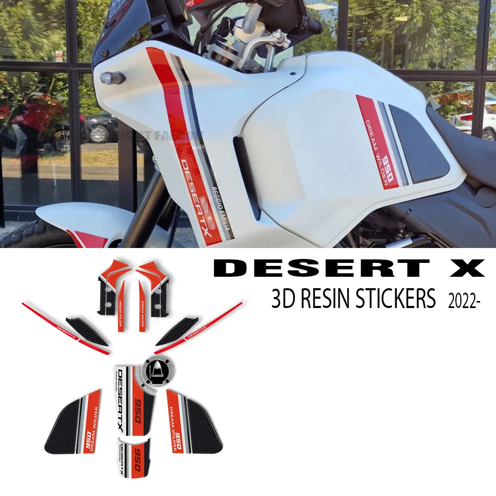 Motorcycle Accessories 3D Gel Epoxy Resin Sticker Tank Pad Protection Kit For Ducati DesertX Desert X 2022 2023