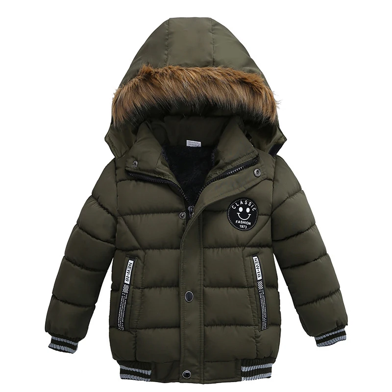 1 2 3 4 5 Years Winter Baby Boys Jacket Classic Keep Warm Fashion Girls Coat Hooded Zipper Outerwear Birthday Gift Kids Clothes