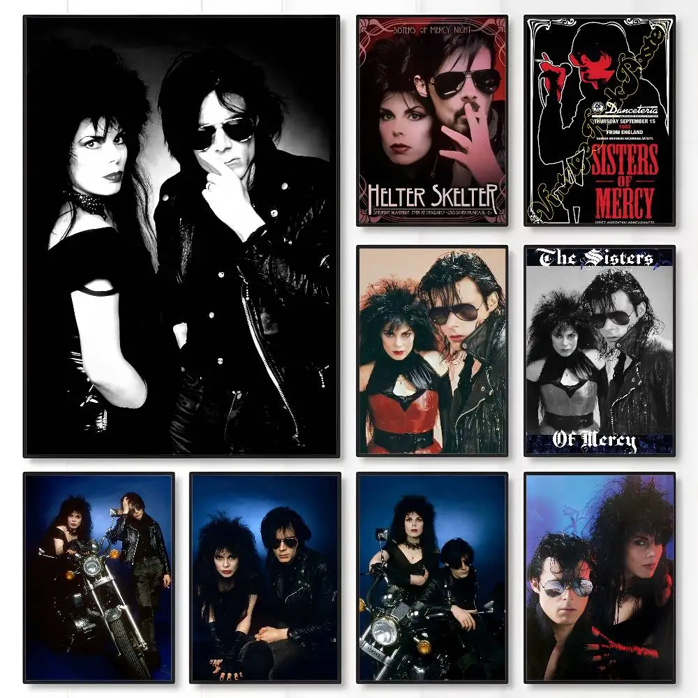 T-The Sisters of Mercy Band-Poster, klebriger Wandkunstdruck, wasserdicht, für Zuhause, Wohnzimmer, Schlafzimmer, Bar, ästhetisches Dekor
