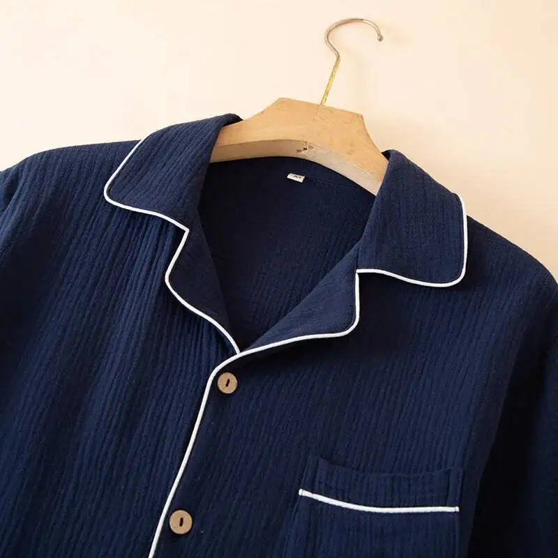 

Men's Sleepwear Set For Summer Solid Color Cotton Thin Short Sleeved Shorts Casual Home Wear Pyjamas Men