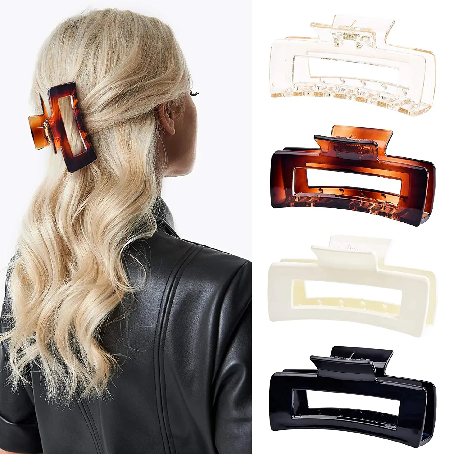 2023 New Claw Clip for Women Tough Colorful Plastic Hair Claw Large Size Hair Clamps Claw Clip Crab Chic Hair Accessories Gift