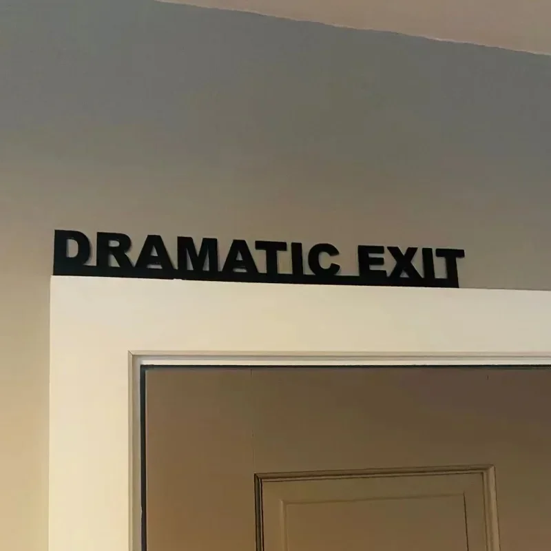 Modern Metal 'Dramatic Exit' Door Topper 1pc Versatile Wall Art & Shelf Decor for Weddings Halloween Christmas